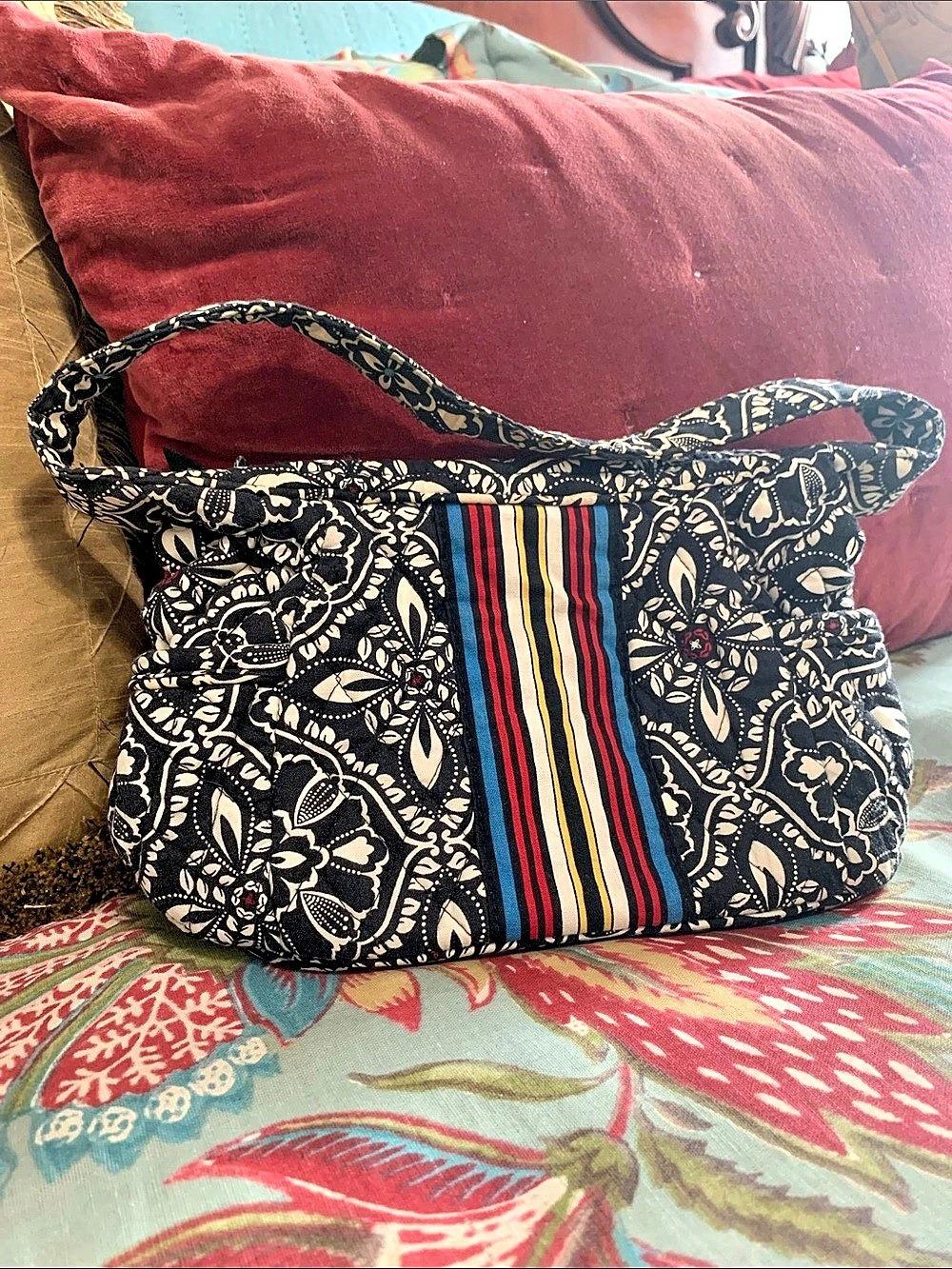 Vera Bradley Floral Shoulder Bag in Black & White